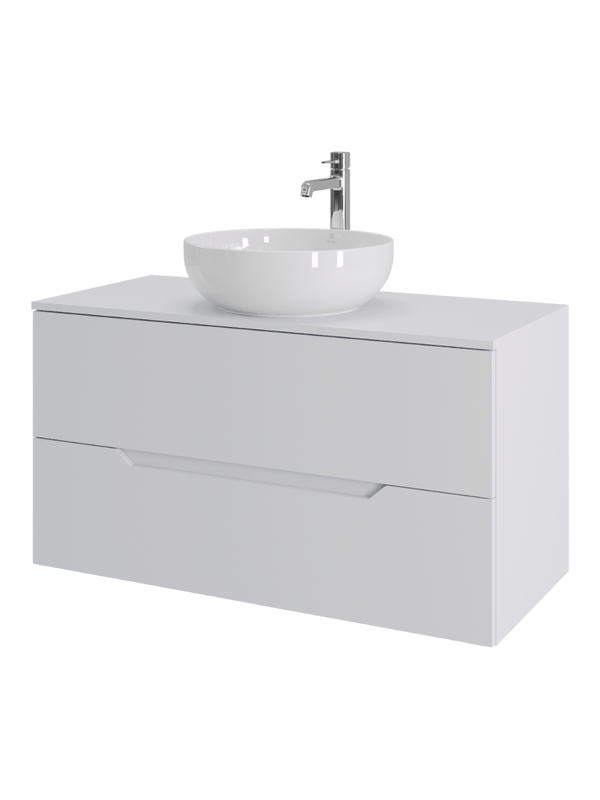 Тумба с раковиной Orange Line 100 подвесная, 2 ящика, матовая белая с раковиной B07-420W
