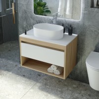 Тумба с раковиной Teymi Ritta 65 дуб эврика, матовая белая, раковина Iva 46