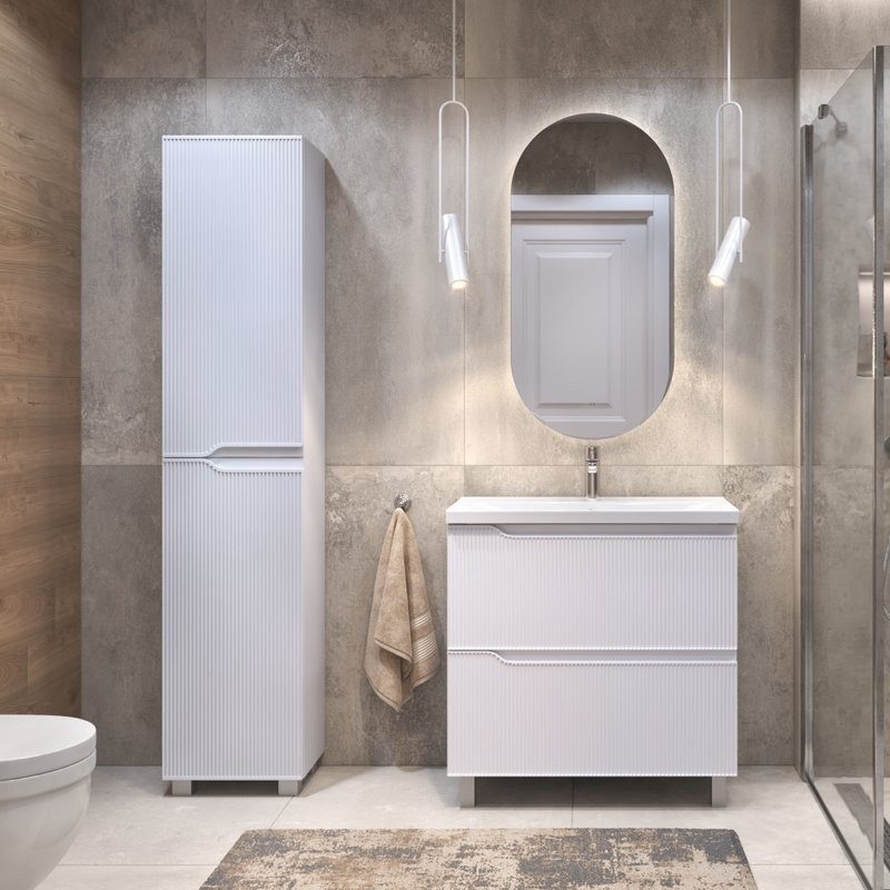 Мебель для ванной комнаты Vigo Neo 80 напольная, белая, раковина Velvex 9696 80