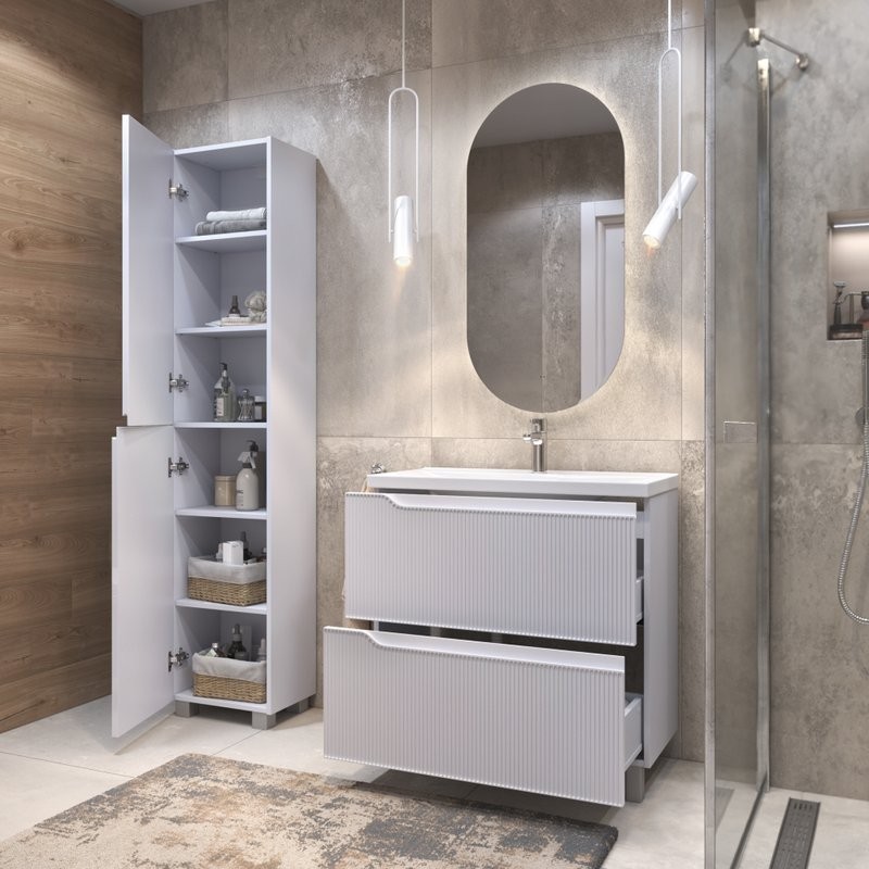 Мебель для ванной комнаты Vigo Neo 80 напольная, белая, раковина Velvex 9696 80