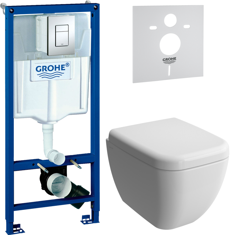 Комплект Унитаз подвесной VitrA Shift 7742B001-0075 белый матовый + Крышка 91-001-009 с микролифтом, петли хром, белая матовая + Инсталляция Grohe Rapid SL 38772001 3 в 1 с кнопкой смыва + Звукоизоляция