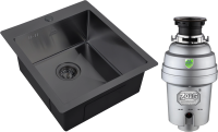 Комплект Мойка Zorg Steel Hummer SH 4551 GRAFIT + Измельчитель Inox D