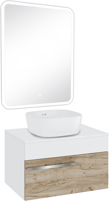 Мебель для ванной комнаты Runo Вудлайн 65 крафтовый дуб, раковина Bella 40