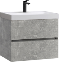 Тумба с раковиной Belux Бостон 60 подвесная, бетон чикаго светло-серый, 2 ящика