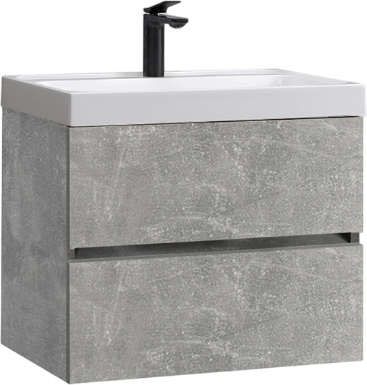 Тумба с раковиной Belux Бостон 60 подвесная, бетон чикаго светло-серый, 2 ящика