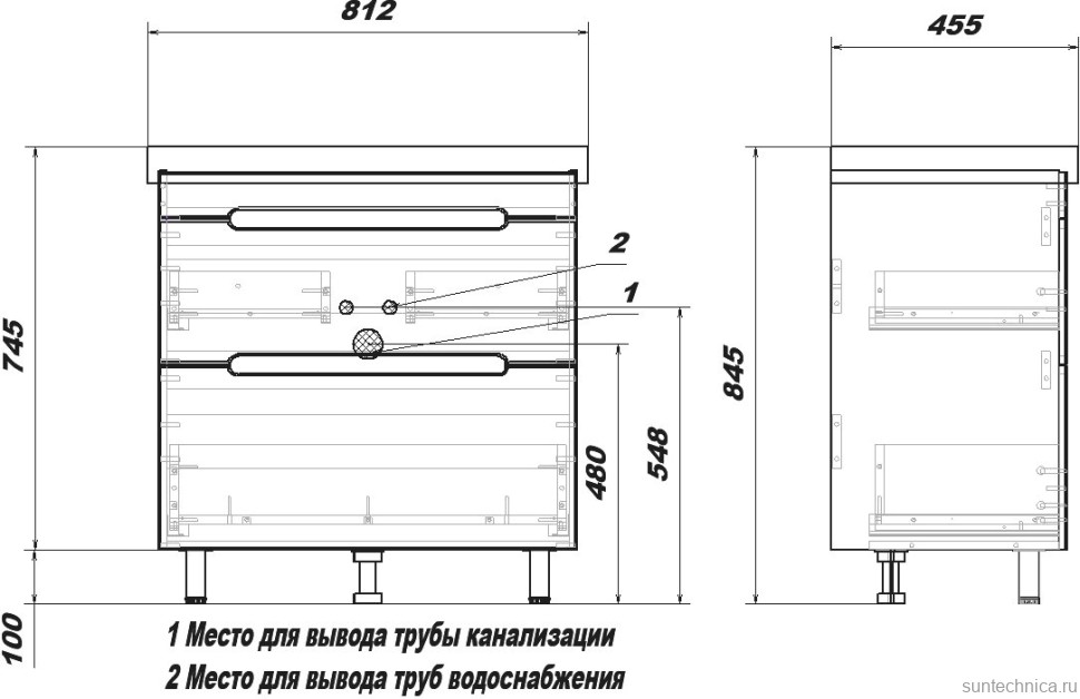 Тумба с раковиной SanStar Адель 80 напольная