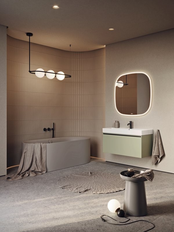 Тумба с раковиной Aqwella Pure 80 шалфей зелёный