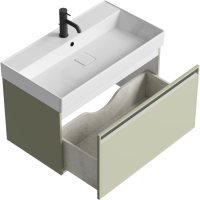 Тумба с раковиной Aqwella Pure 80 шалфей зелёный