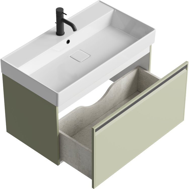 Тумба с раковиной Aqwella Pure 80 шалфей зелёный