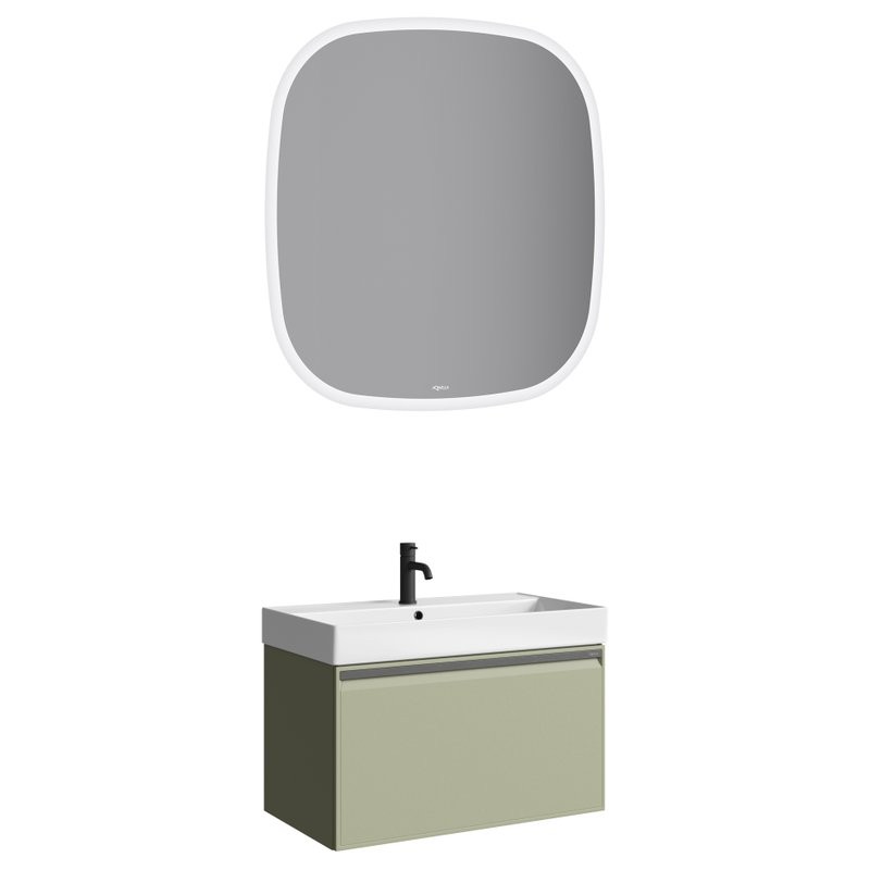 Тумба с раковиной Aqwella Pure 80 шалфей зелёный