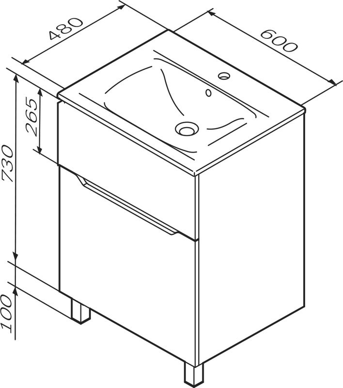 Тумба под раковину без столешницы AM.PM Tender 60 напольная, графит