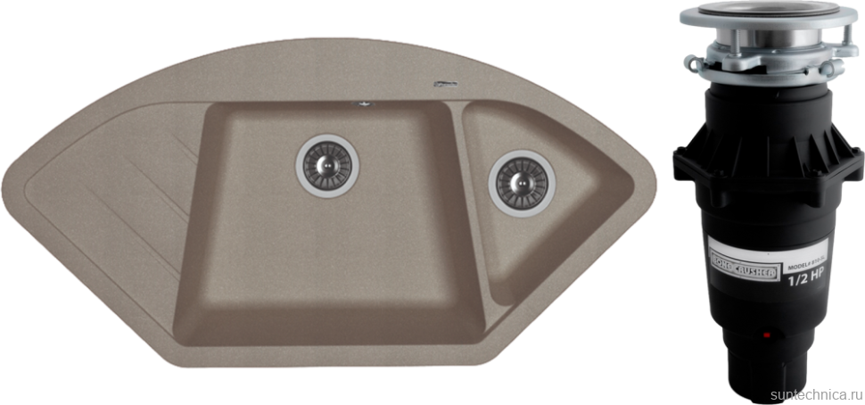 Комплект Мойка Florentina Веста серый шелк + Измельчитель Bone Crusher BC 810-SL Slim Line