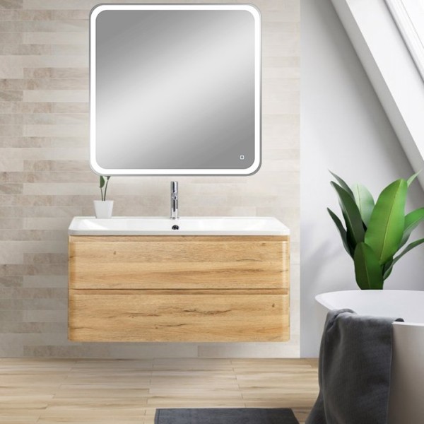 Мебель для ванной комнаты BelBagno Albano 80 подвесная, rovere rustico, зеркало DIWO Коломна