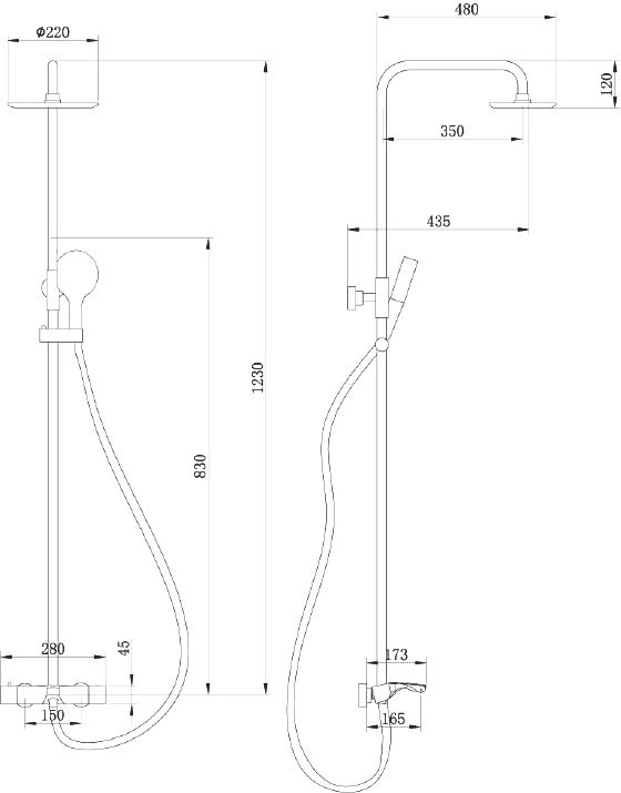 Душевая стойка Abber Thermostat AF8516B черная матовая