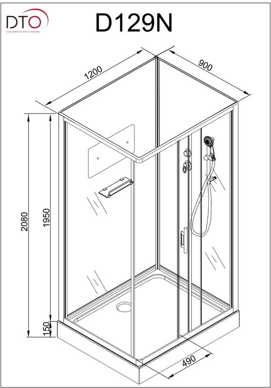 Душевая кабина DTO D D129 профиль хром, стекло матовое