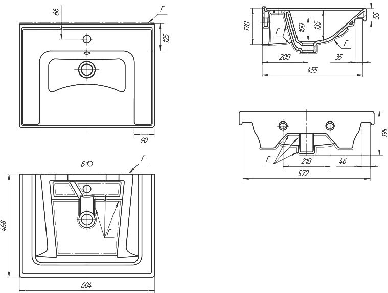 Тумба с раковиной SanStar Ориана 60 подвесная, раковина Dreja Грейс 60