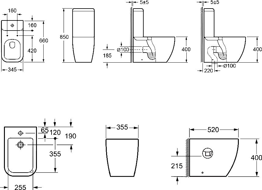 Комплект Унитаз напольный Lavinia Boho One 33022040-33023050-33290200 с микролифтом + Биде напольное 33020060