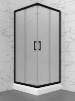 Душевой уголок Triton Фикс 80х80 см, с поддоном, профиль черный, стекло вельвет