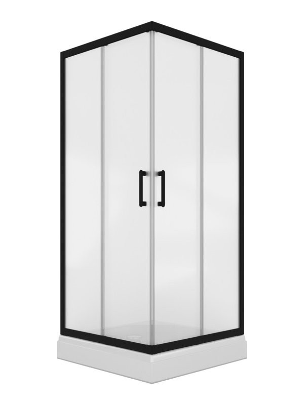 Душевой уголок Triton Фикс 80х80 см, с поддоном, профиль черный, стекло вельвет