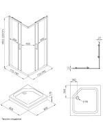 Душевой уголок Triton Фикс 80х80 см, с поддоном, профиль черный, стекло вельвет