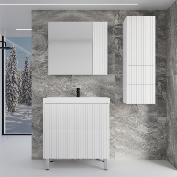 Мебель для ванной комнаты Style Line Стокгольм 80 напольная, белый рифленый софт