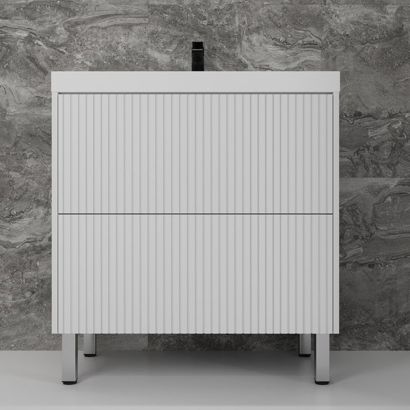 Мебель для ванной комнаты Style Line Стокгольм 80 напольная, белый рифленый софт