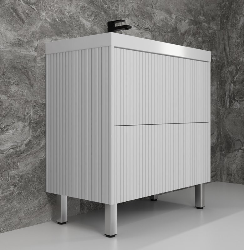 Мебель для ванной комнаты Style Line Стокгольм 80 напольная, белый рифленый софт