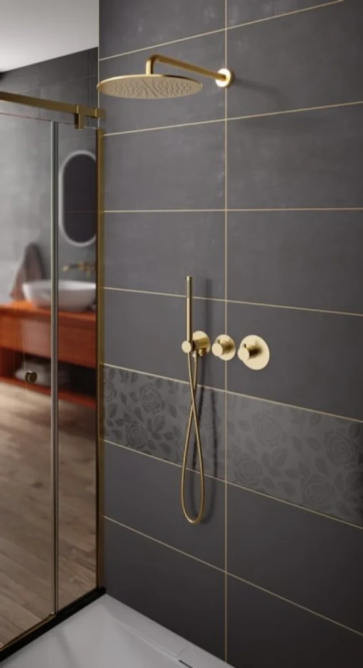 Душевой комплект Timo Saona SX-2359/17SM С ВНУТРЕННЕЙ ЧАСТЬЮ, с термостатом, золото матовое