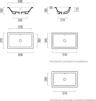 Раковина GSI Kube X 60x37, встраиваемая