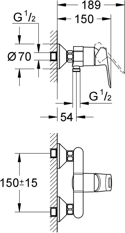 Душевой комплект Смеситель для душа Grohe BauLoop 23340000 + Стойка New Tempesta Cosmopolitan 27394002