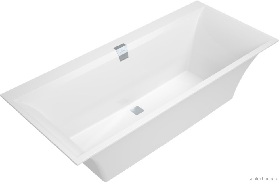 Акриловая ванна Villeroy & Boch Squaro Edge 12 UBQ170SQE2DV-01 170x75 см, встраиваемая, цвет альпийский белый, на ножках, со сливом-переливом, фурнитура белая
