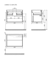 Мебель для ванной комнаты Sancos Marmi 1.0 70 дуб галифакс натуральный, раковина CN7007MB