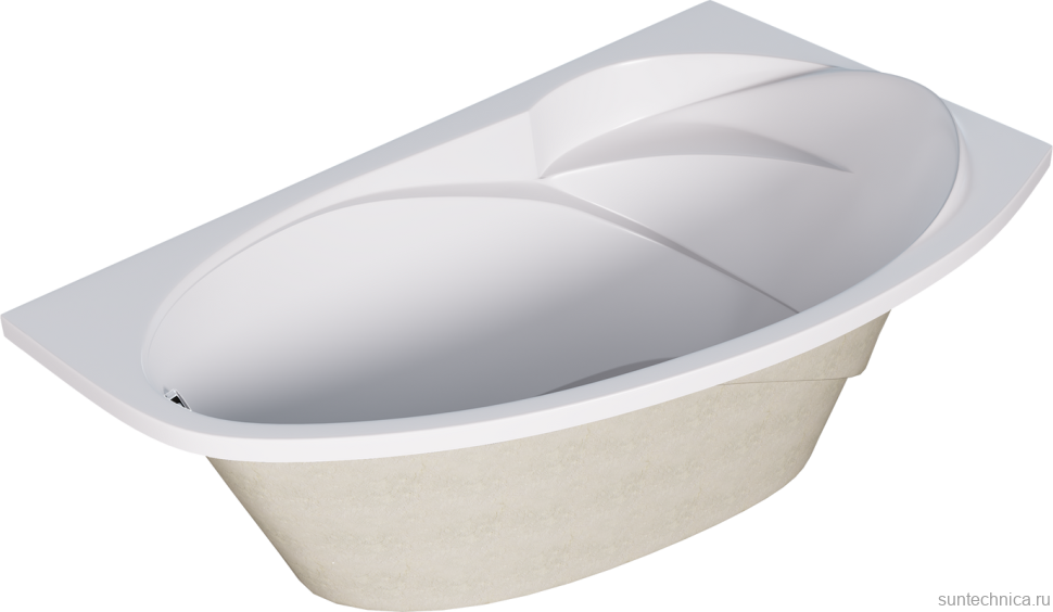 Акриловая ванна Marka One Julianna R 160x95 см, угловая, правая, пристенная, белая, асимметричная, с каркасом