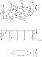 Акриловая ванна Marka One Julianna R 160x95 см, угловая, правая, пристенная, белая, асимметричная, с каркасом