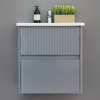 Тумба с раковиной Alavann Wave 60 подвесная, голубой деним