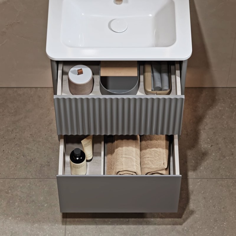 Тумба с раковиной Alavann Wave 60 подвесная, голубой деним