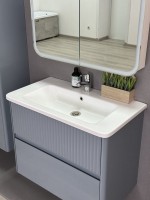 Тумба с раковиной Alavann Wave 60 подвесная, голубой деним