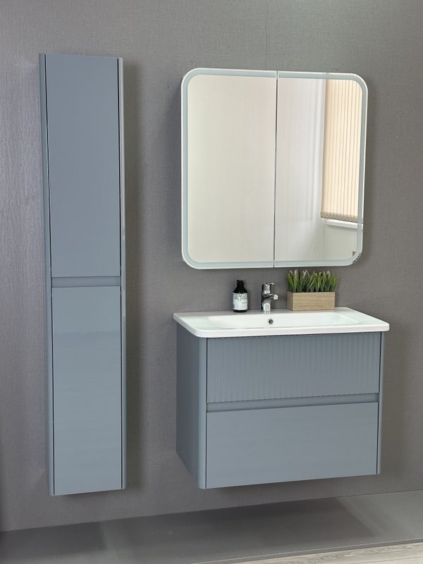 Тумба с раковиной Alavann Wave 60 подвесная, голубой деним