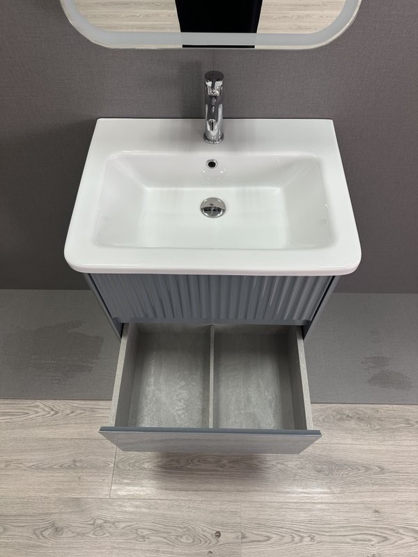 Тумба с раковиной Alavann Wave 60 подвесная, голубой деним