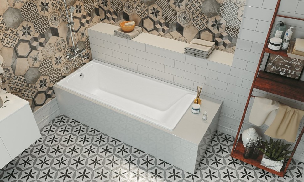 Акриловая ванна Roca Elba 150x75 см, пристенная, белая, с каркасом, со сливом-переливом