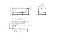 Акриловая ванна Roca Elba 150x75 см, пристенная, белая, с каркасом, со сливом-переливом