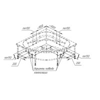 Акриловая ванна Radomir Данте 155x155 см, угловая, пристенная, белая, четверть круга, с каркасом, для двоих, с сиденьем