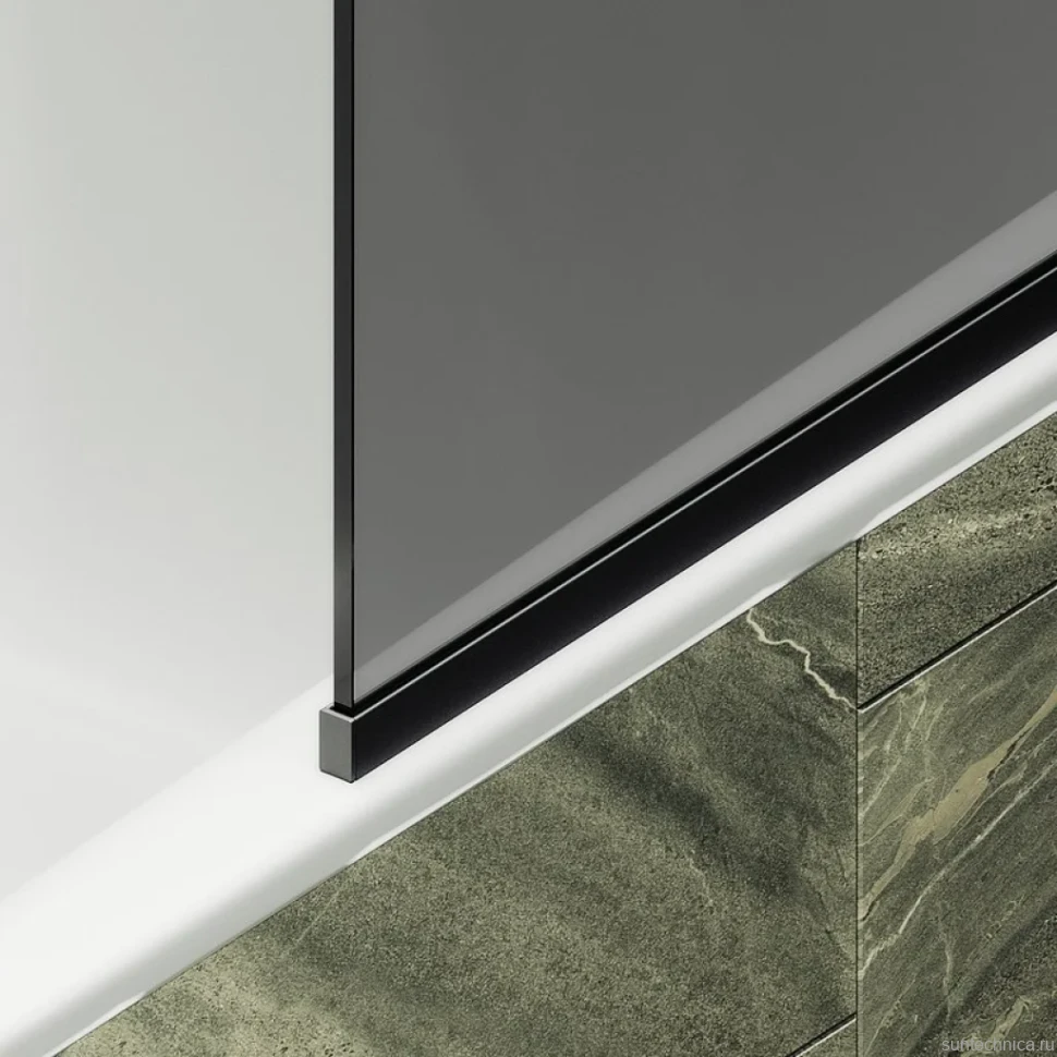 Шторка на ванну Maybahglass MGV-146-6у 64x140, профиль черный, стекло графит