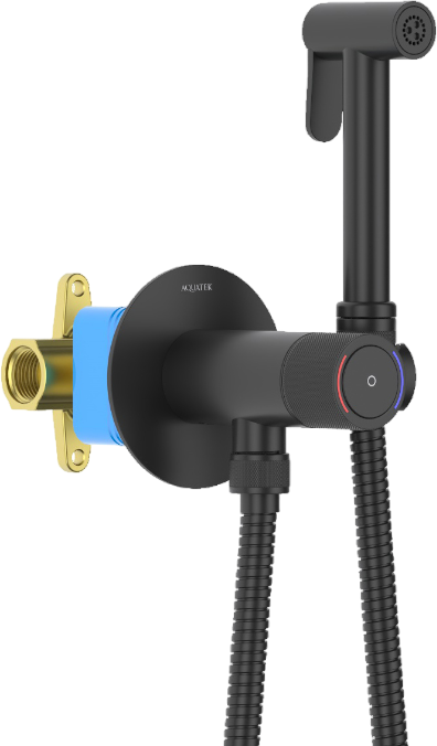 Гигиенический душ AQUATEK Бетта AQ1023MB со смесителем, С ВНУТРЕННЕЙ ЧАСТЬЮ, матовый черный