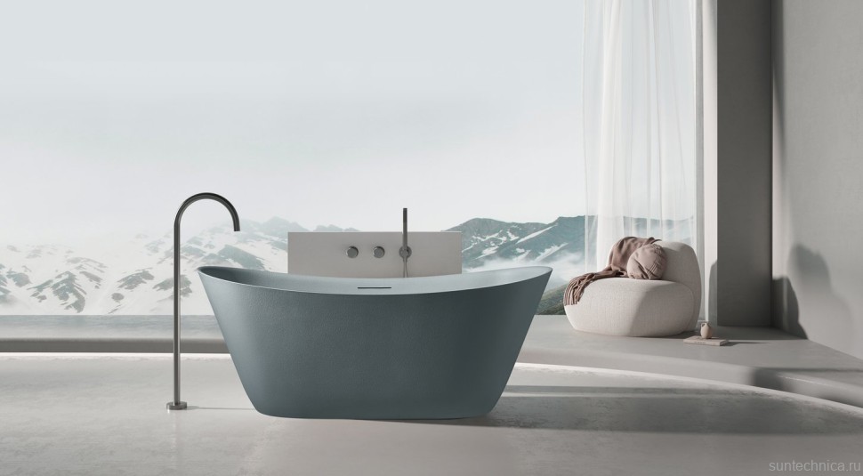 Ванна из искусственного камня AltroBagno Fiorina 090217 170x75 см, отдельностоящая, овальная, на ножках, с донным клапаном