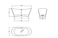 Ванна из искусственного камня AltroBagno Fiorina 090217 170x75 см, отдельностоящая, овальная, на ножках, с донным клапаном