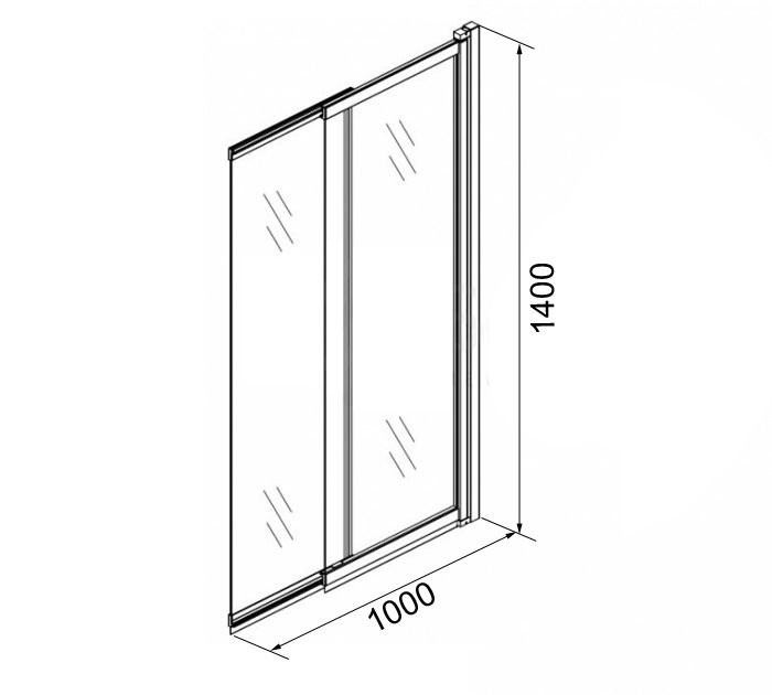 Шторка для ванны Azario Merrit 100х140 цвет профиля серебро AZ-NF6122 1000