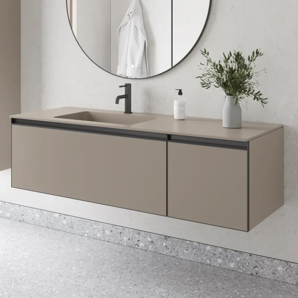 Тумба с раковиной Armadi Art Quatro 2 140 daphne, профиль anthracite, с раковиной daphne