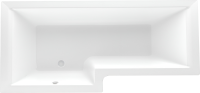 Акриловая ванна Marka One Linea L 165x85 см, левая, пристенная, белая, асимметричная, с каркасом, с экраном