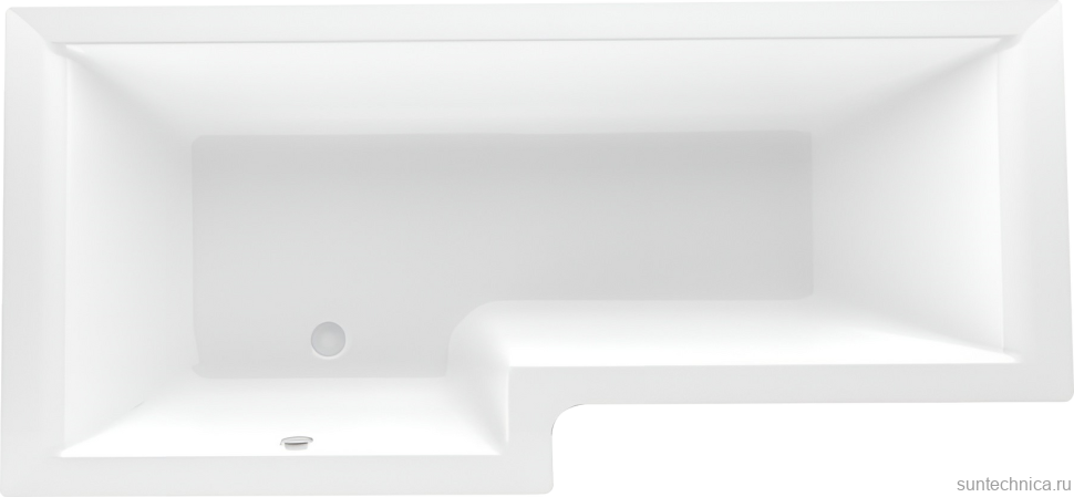Акриловая ванна Marka One Linea L 165x85 см, левая, пристенная, белая, асимметричная, с каркасом, с экраном